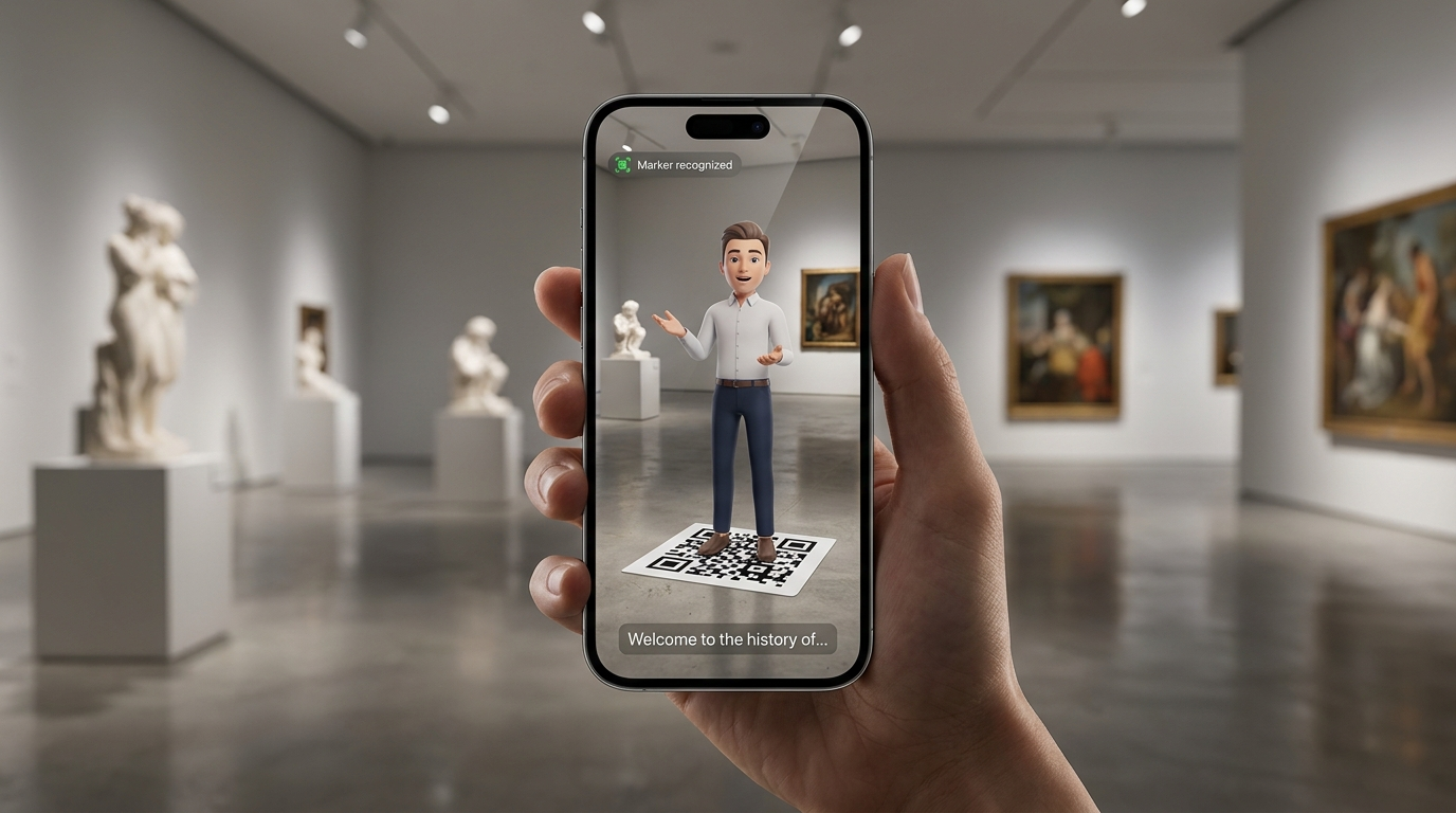 AR-Avatar in einer Museumsgalerie